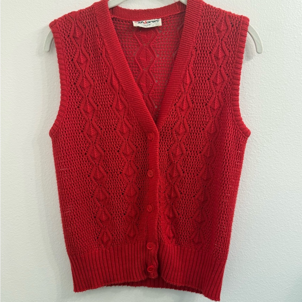 Red Cable Knit Sweater Vest